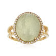 Green Prehnite and .60 ct. t.w. White Topaz Ring in 18kt Gold Over Sterling
