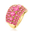 5.75 ct. t.w. Pink Topaz Multi-Row Ring in 18kt Gold Over Sterling