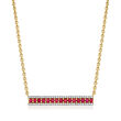 1.00 ct. t.w. Ruby and .50 ct. t.w. White Zircon Bar Necklace in 18kt Gold Over Sterling
