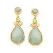Jade and .40 ct. t.w. Peridot Drop Earrings in 18kt Gold Over Sterling