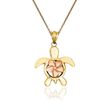 14kt Two-Tone Gold Turtle Pendant Necklace