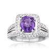 C. 1990 Vintage 1.52 Carat Purple Sapphire and 1.00 ct. t.w. Diamond Ring in 14kt White Gold