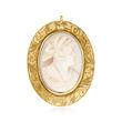 C. 1930 Vintage Pink Shell Cameo Pin/Pendant in 10kt Yellow Gold
