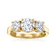 2.00 ct. t.w. Lab-Grown Diamond Three-Stone Ring in 14kt Yellow Gold