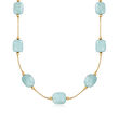 C. 1990 Vintage 52.50 ct. t.w. Aquamarine Bead Station Necklace in 14kt Yellow Gold