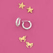 Child's 2mm 14kt White Gold Diamond-Cut Huggie Hoop Earrings