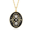 1.00 ct. t.w. White Topaz and Black Enamel Pendant Necklace in 18kt Gold Over Sterling