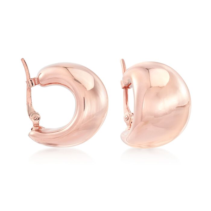 14kt Rose Gold Puffed Huggie Hoop Earrings