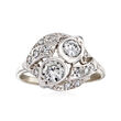 C. 1950 Vintage .80 ct. t.w. Diamond Cluster Ring in 14kt White Gold