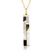 Mother-Of Pearl and Onyx Pendant Necklace with .10 ct. t.w. White Topaz in 18kt Yellow Gold Over Sterling