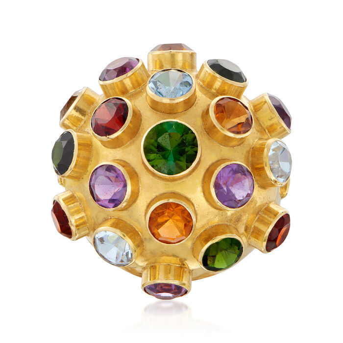 C. 1970 Vintage 4.30 ct. t.w. Multi-Gem Ball Ring in 18kt Yellow Gold