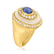 C. 1980 Vintage .80 Carat Sapphire and 3.75 Carat Rock Crystal Ring with .80 ct. t.w. Diamonds in 18kt Yellow Gold