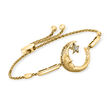 Diamond-Accented &quot;Love You to the Moon and Back&quot; Star and Moon Bolo Bracelet in 18kt Gold Over Sterling