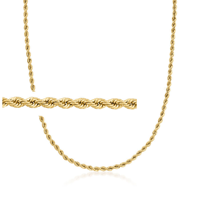 Italian 2.2mm 18kt Yellow Gold Rope-Chain Necklace