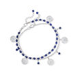 Lapis Bead Jewelry Set: Two Charm Anklets in Sterling Silver