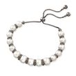 7-8.5mm Cultured Pearl and 1.00 ct. t.w. Black Spinel Bolo Bracelet in Sterling Silver with Black Rhodium