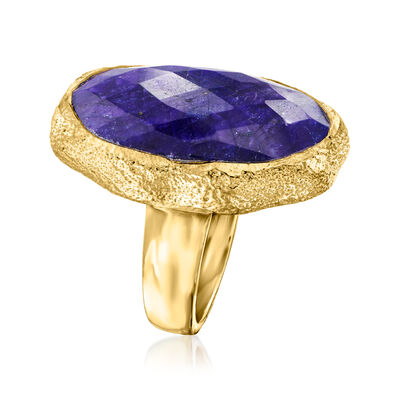 20.00 Carat Sapphire Ring in 18kt Gold Over Sterling
