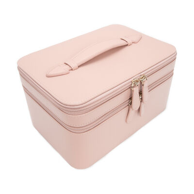 Brouk & Co. &quot;Abby&quot; Pink Faux Leather Travel Jewelry and Cosmetics Case