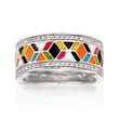 Belle Etoile &quot;Forma&quot; .35 ct. t.w. CZ and Multicolored Enamel Ring in Sterling Silver