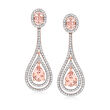 2.80 ct. t.w. Morganite Drop Earrings with 1.00 ct. t.w. Diamonds in 14kt Rose Gold