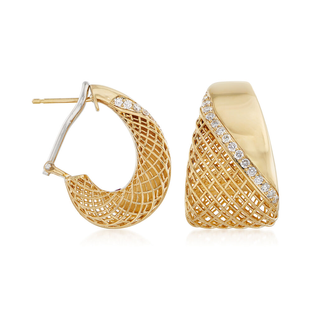 Roberto Coin 40 Ct Tw Diamond Hoop Earrings In 18kt Yellow Gold 78