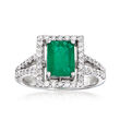 1.60 Carat Emerald and .56 ct. t.w. Diamond Ring in 14kt White Gold