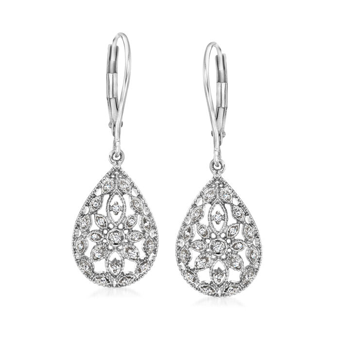 .10 ct. t.w. Diamond Openwork Teardrop Earrings in Sterling Silver