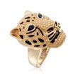 .10 ct. t.w. Sapphire and Black Onyx Cheetah Ring in 14kt Yellow Gold 