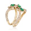 1.15 ct. t.w. Diamond and .40 ct. t.w. Emerald Open Space Ring in 14kt Yellow Gold