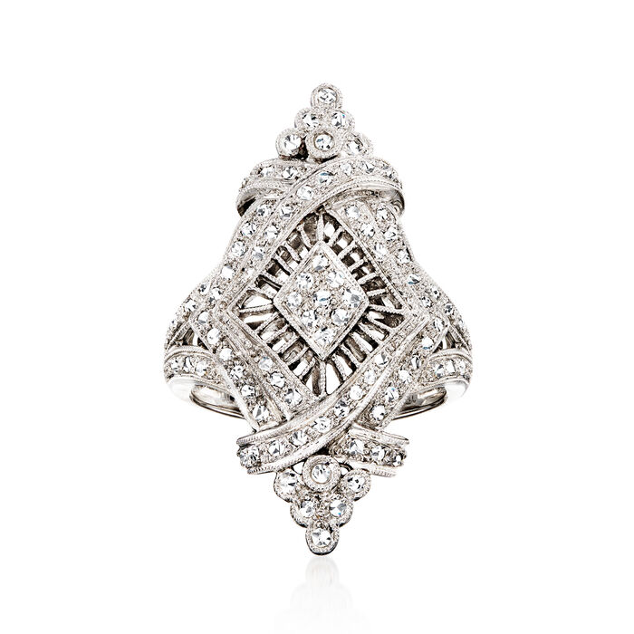 C. 1990 Vintage .80 ct. t.w. Diamond Filigree Ring in 18kt White Gold