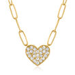 .26 ct. t.w. Diamond Heart Paper Clip Link Necklace in 14kt Yellow Gold