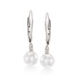 Mikimoto 7mm A+ Akoya Pearl Drop Earrings with Diamonds in 18kt White Gold