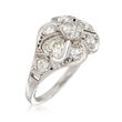 C. 1950 Vintage .60 ct. t.w. Diamond Floral Ring in Platinum