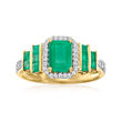 1.20 ct. t.w. Emerald and .15 ct. t.w. Diamond Ring in 14kt Yellow Gold