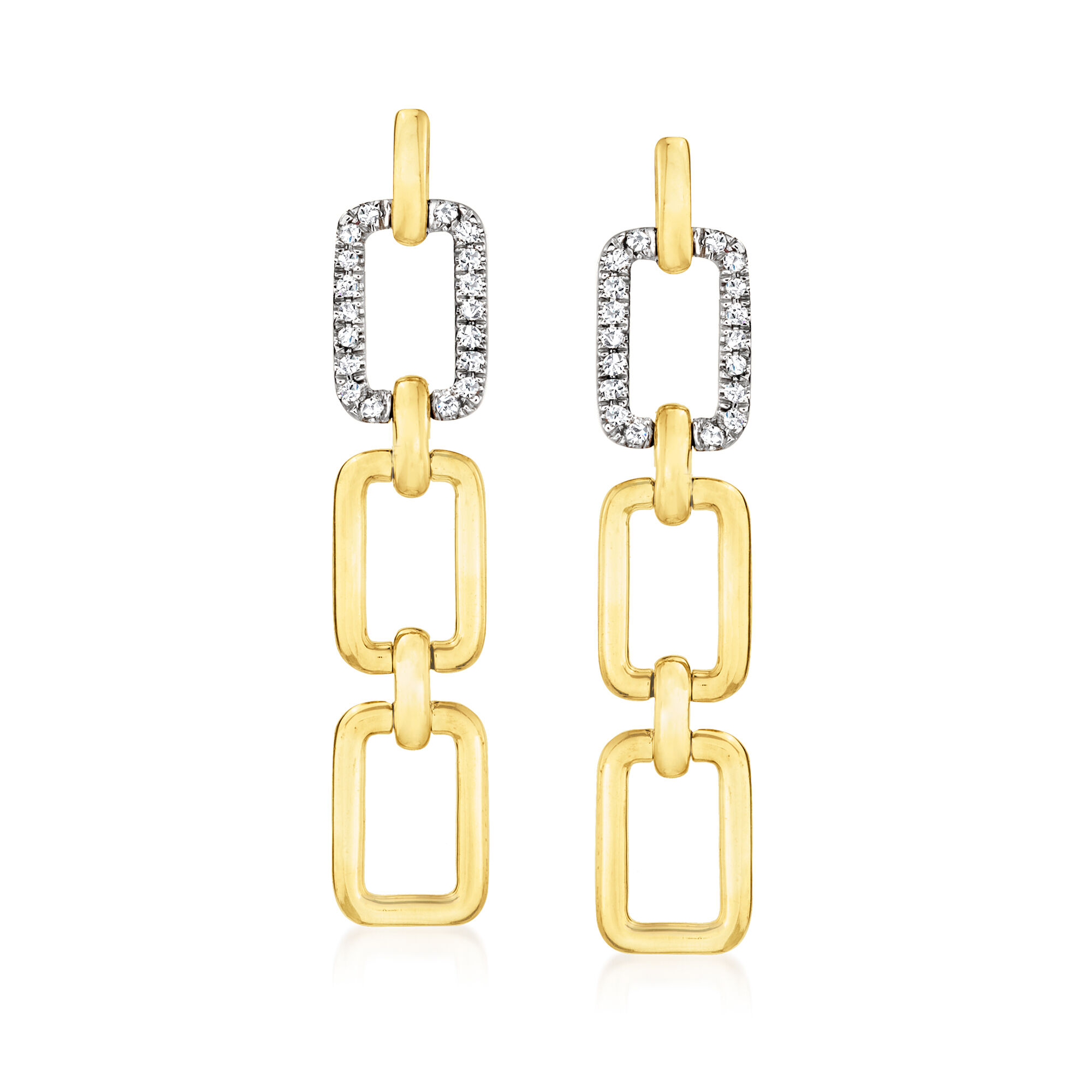 10 ct. t.w. Diamond Paper Clip Link Drop Earrings in 14kt Two-Tone 