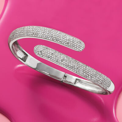 2.45 ct. t.w. Pave Diamond Bypass Cuff Bracelet in Sterling Silver