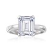 4.00 Carat Emerald-Cut CZ Solitaire Ring in Sterling Silver