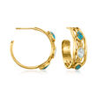 Turquoise and 1.00 ct. t.w. Sky Blue Topaz Hoop Earrings in 18kt Gold Over Sterling