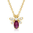 .30 Carat Ruby Bumblebee Pendant Necklace with Diamond Accents in 14kt Yellow Gold