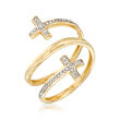 .10 ct. t.w. Diamond Coiled Double Cross Ring in 14kt Yellow Gold