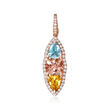 1.70 ct. t.w. Multi-Gemstone and .25 ct. t.w. Diamond Pendant in 14kt Rose Gold