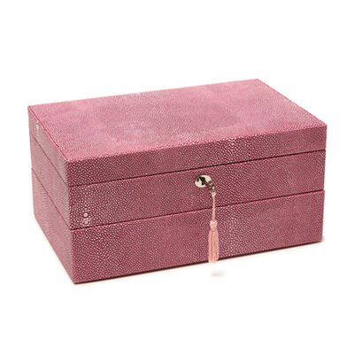 Brouk & Co. &quot;Aiden&quot; Pink Shagreen Faux Leather Two-Level Stackable Jewelry Box
