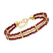 16.00 ct. t.w. Garnet Bead and Snake-Chain Bracelet in 18kt Gold Over Sterling