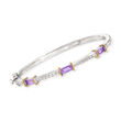 Andrea Candela &quot;La Romana&quot; 1.40 ct. t.w. Amethyst Station Bangle Bracelet in Sterling  and 18kt Gold
