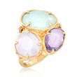 Italian 5.10 ct. t.w. Multi-Stone and Chalcedony Ring in 18kt Yellow Gold