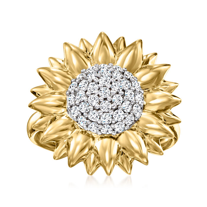 .70 ct. t.w. White Topaz Sunflower Ring in 18kt Gold Over Sterling