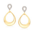 14kt Yellow Gold Open-Teardrop Earrings with Diamond Accents