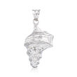 Italian Sterling Silver Conch Shell Pendant Necklace