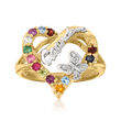 Personalized Birthstone Grandma Heart Ring in 14kt Gold