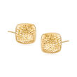 Diamond-Cut and Polished 14kt Yellow Gold Square Dome Earrings